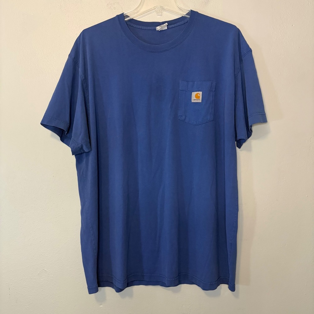 Carhartt K87 Mens 3XL Blue Short Sleeve Workwear Pocket T-Shirt 100% Cotton